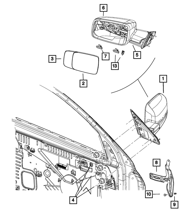 « 68412768AC – Doors, Door Mirrors and Related Parts : Outside Rearview Mirror, Côté Droit pour Mopar Image »