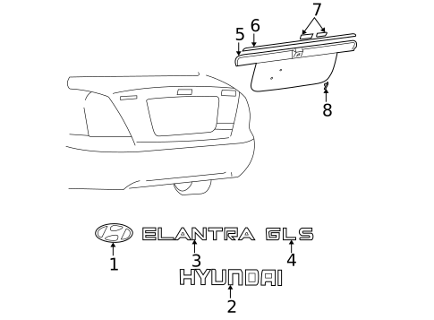 Exterior Trim - Trunk for 2003 Hyundai Elantra #0