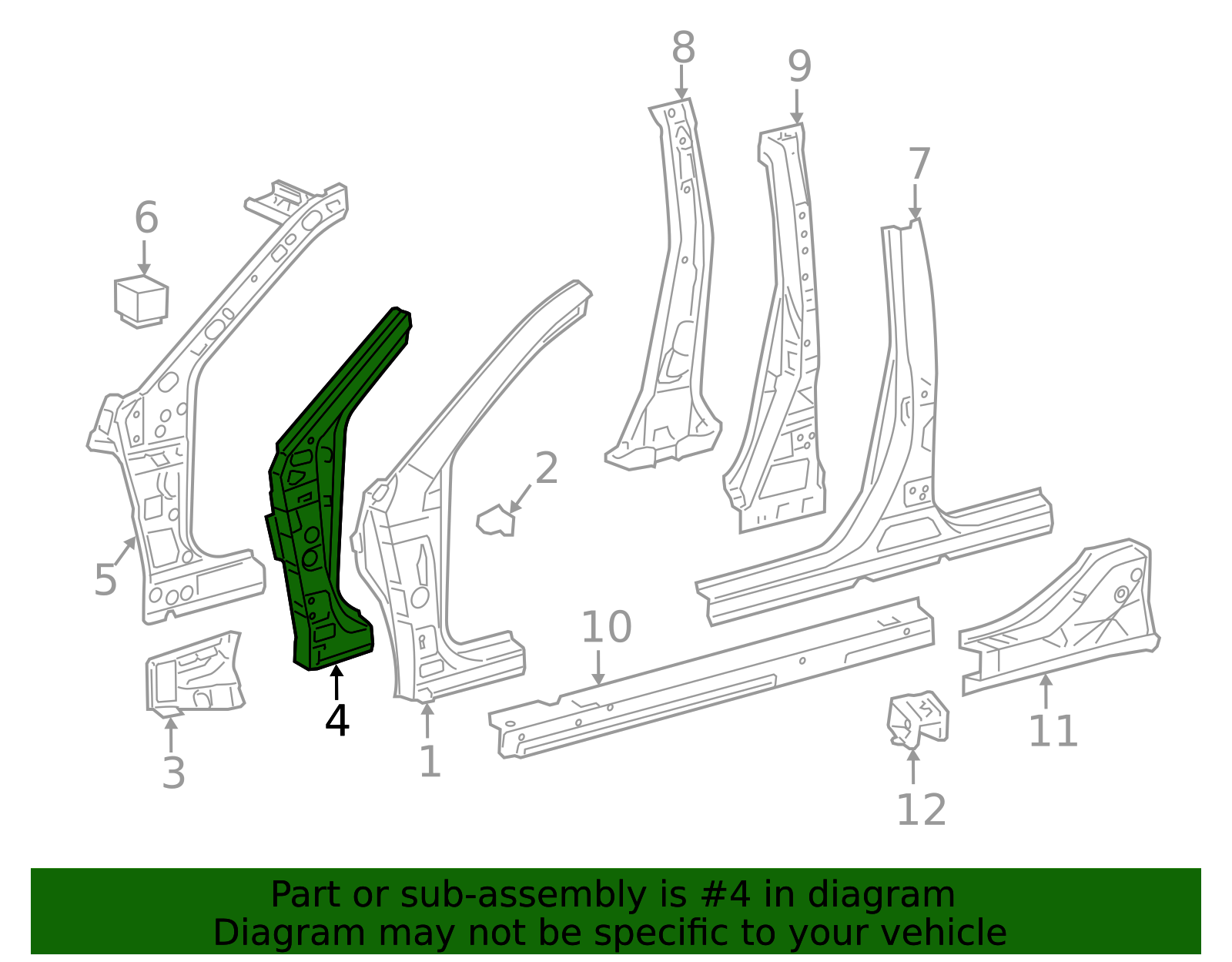 61108-06050 - Body A-Pillar Reinforcement 2007-2011 Toyota Camry ...