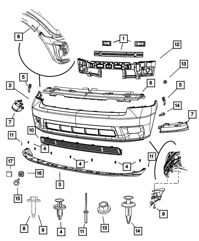 6027958 - Frame, Bumper and Fascia: Snap In Nut for Mopar Image