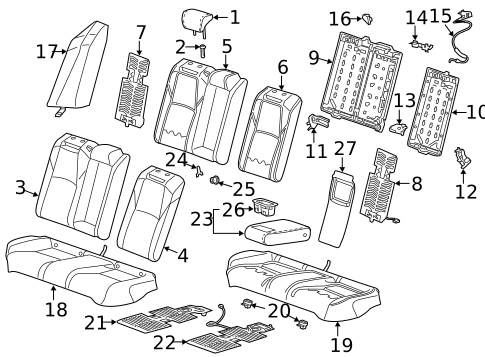 Rear Seat Components for 2018 Honda Accord #0