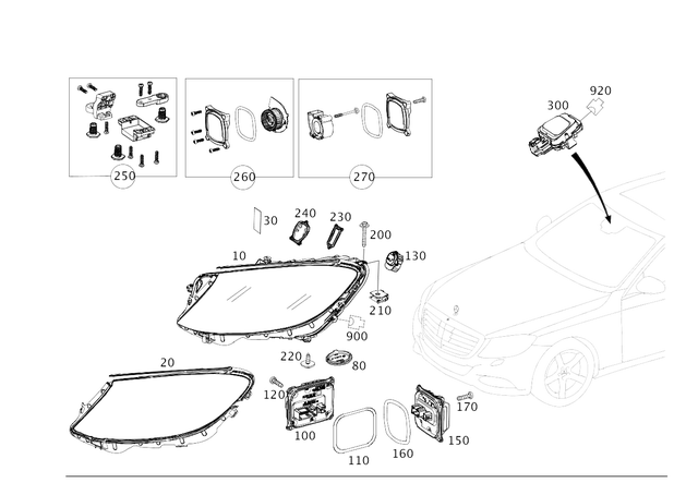 222906780364 - Electrical System: Lamp Unit for Mercedes-Benz: Maybach S550, Maybach S560, Maybach S600, Maybach S650, S450, S550, S550e, S560, S600, S63 AMG, S65 AMG Image image