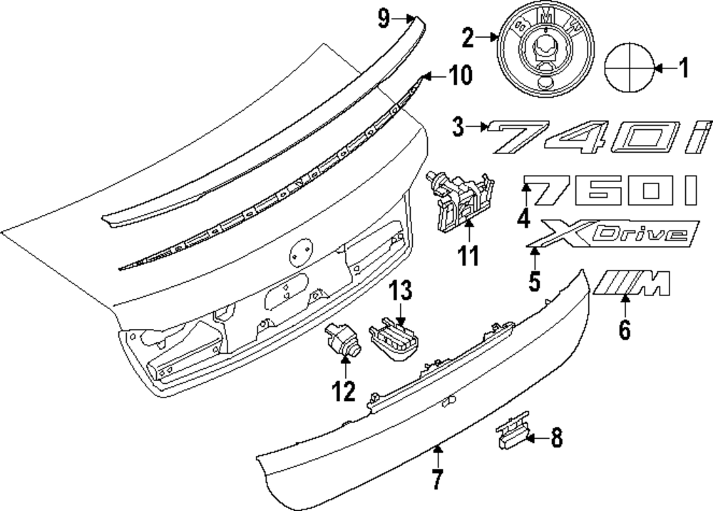 51-14-5-A0C-AE9 - Nameplate 2023-2025 BMW 740i | BMW Auto Parts Warehouse