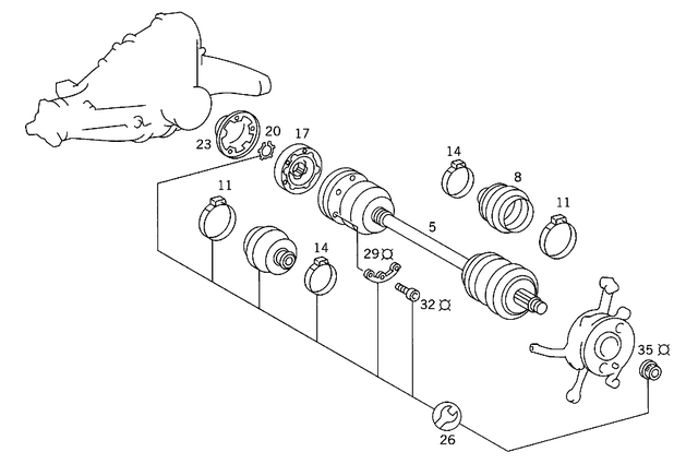 1403504010 - Rear Axle: Axle Shaft for Mercedes-Benz: 400SE, 400SEL, S420 Image image