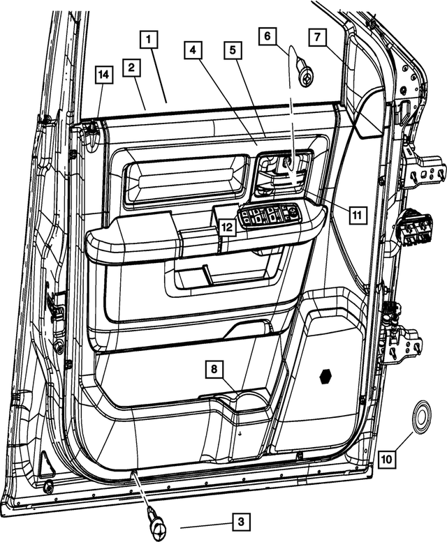 1VY502X9AH - Interior Trim: Front Door Trim Panel, Right for Mopar Image image