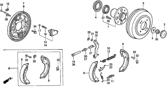 Rear Brake (Drum) (S) for 1995 Honda Civic del Sol #0
