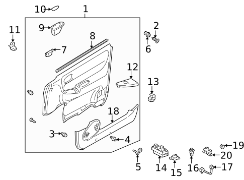 Interior Trim - Front Door for 2001 Mazda 626 #0