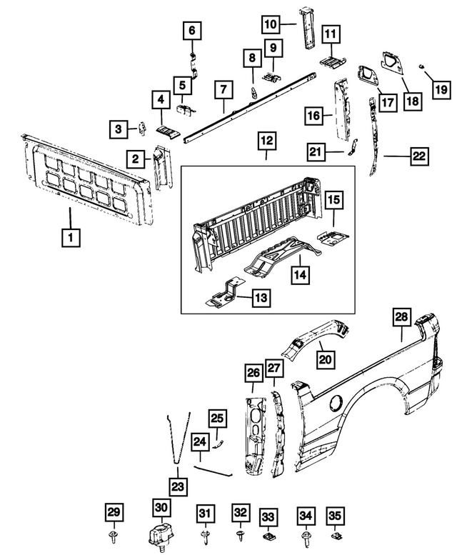 68027843AA - Body Sheet Metal Except Doors: Front Box Panel, Left for Mopar Image image