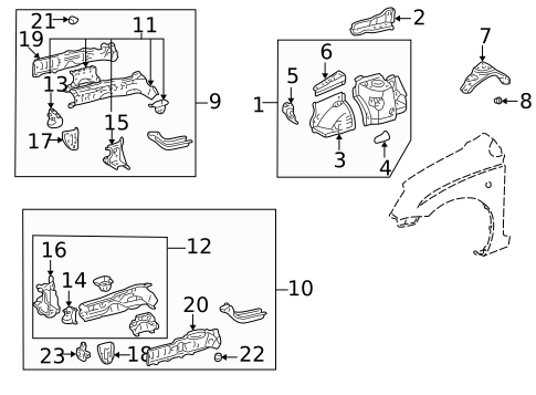 Structural Components & Rails for 2003 Toyota Prius #0