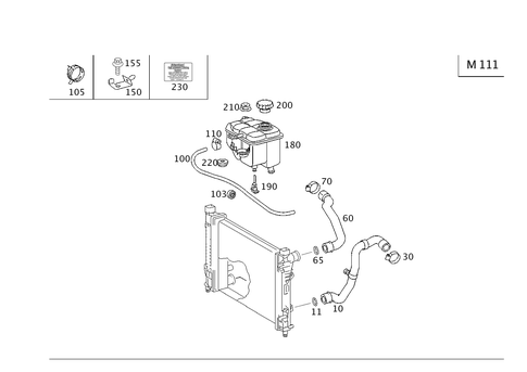 Expansion Tank, Mounting and Hoses for 2002 Mercedes-Benz C230 #0