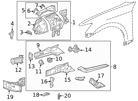 Structural Components & Rails for 2016 Lexus IS200t #0