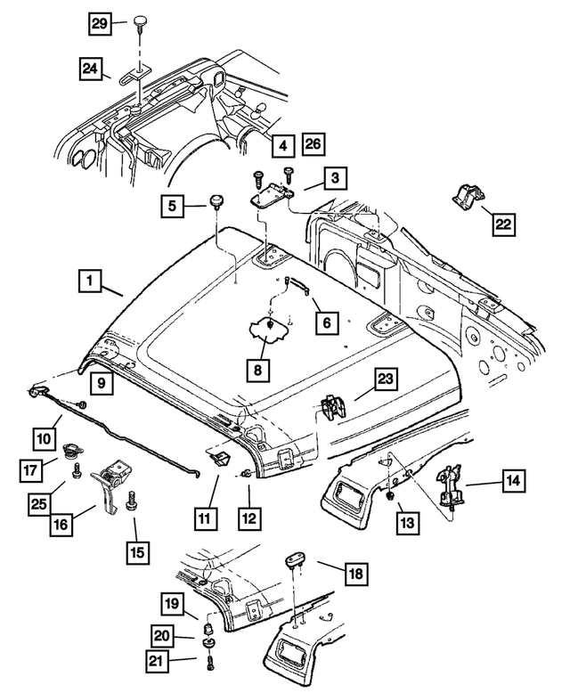 55176594AG - Body Sheet Metal Except Doors: Hood for Mopar Image