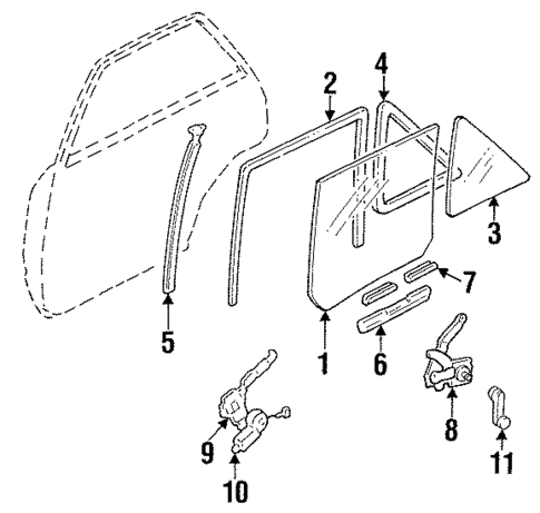 Glass - Rear Door for 1998 Ford Escort #0