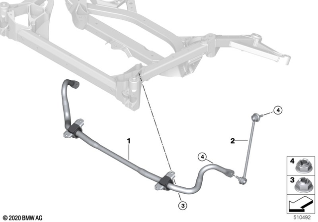 31358091421 - Front Axle: Anti-Roll Bar, Front for BMW: M3 Comp. M xDrive, M4 Comp. M xDrive Image