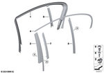 51337177855 - Vehicle Trim: Cover, Window Frame, Door Rear Left for BMW: 740LdX, 740Li, 740LiX, 750Li, 750LiX, 760Li, BMW ALPINA B7L, BMW ALPINA B7LX, Hybrid 7L Image image