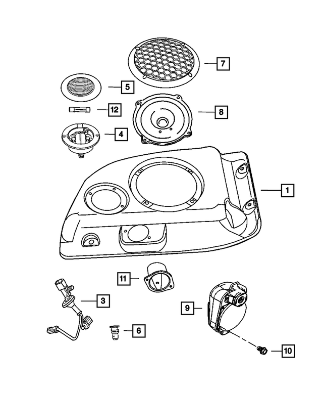 5HU99DX9AI - Instrument Panel and Radios and Consoles: Speaker Housing, Left for Mopar Image