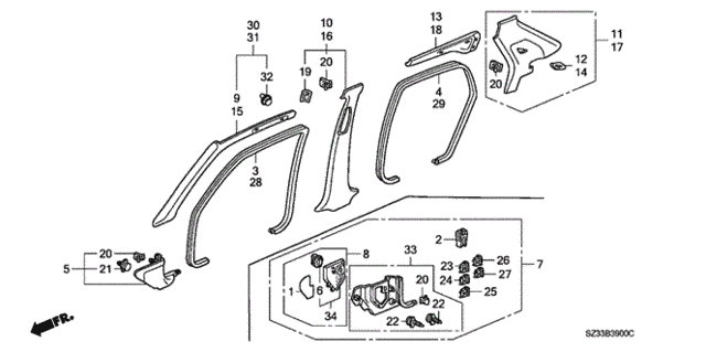 Pillar Garnish for 2002 Acura RL #0