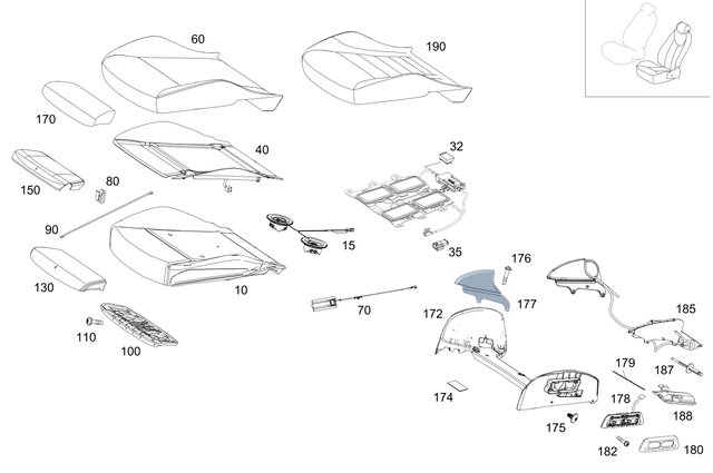 2139104901 - Driver Seat: Padding, Frt. Seat Cush for Mercedes-Benz: E300, E350, E43 AMG, E53 AMG, E63 AMG S Image image