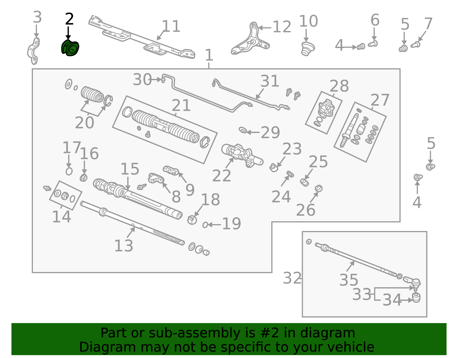OEM 2002-2011 Honda Rack And Pinion Mount Bushing 53436-S9A-000