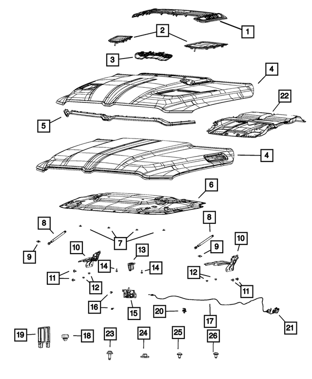 « 68442730AC – Body Sheet Metal Except Doors : Capot Encadrement, Côté Droit pour Mopar Image »