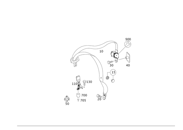 2518603785 - Rear Seat Bench: Seat Belt for Mercedes-Benz: R320, R350, R500 Image image