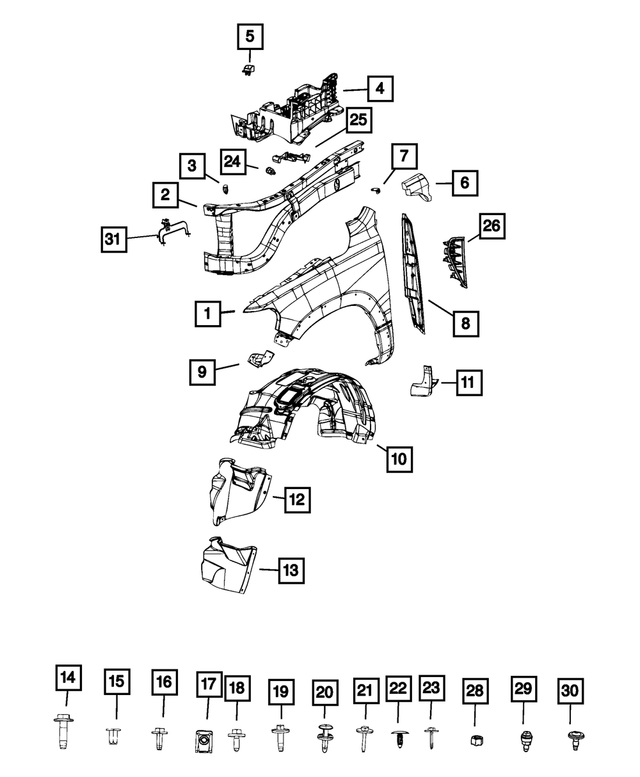 « 68291629AA –  : Aile/auvent Baquet, Côté Gauche pour Mopar Image »