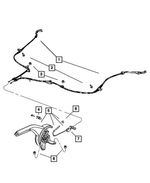 Parking Brake Lever, Cables, and Rear Disc Park Brake Assembly for 2010 Jeep Patriot #0