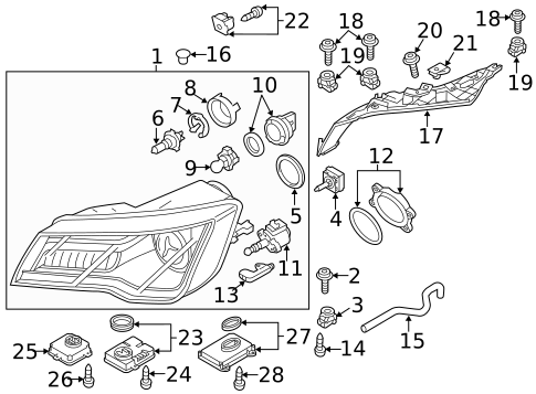 Headlamp Components for 2015 Audi RS7 #0