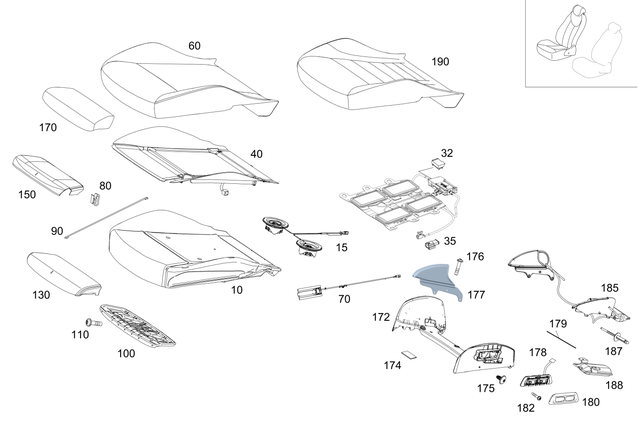 2139105006 - Driver Seat: Padding, Frt. Seat Cush for Mercedes-Benz: E300, E350, E43 AMG, E53 AMG, E63 AMG S Image image