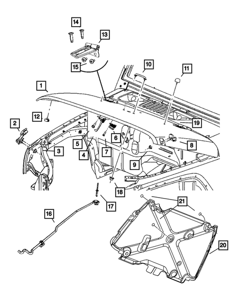 Hood & Hood Release for 2007 Jeep Wrangler #0