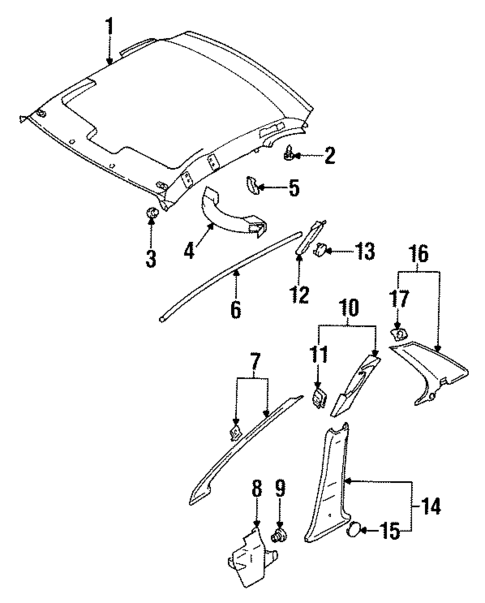 Pillar & Roof Trim for 1993 Mitsubishi Mirage #0