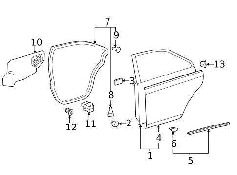 Door & Components for 2013 Toyota Camry #0