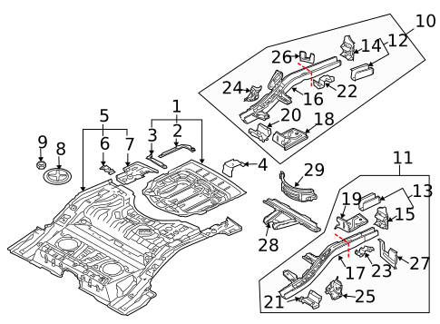 Rear Floor & Rails for 2010 Volkswagen Touareg #0