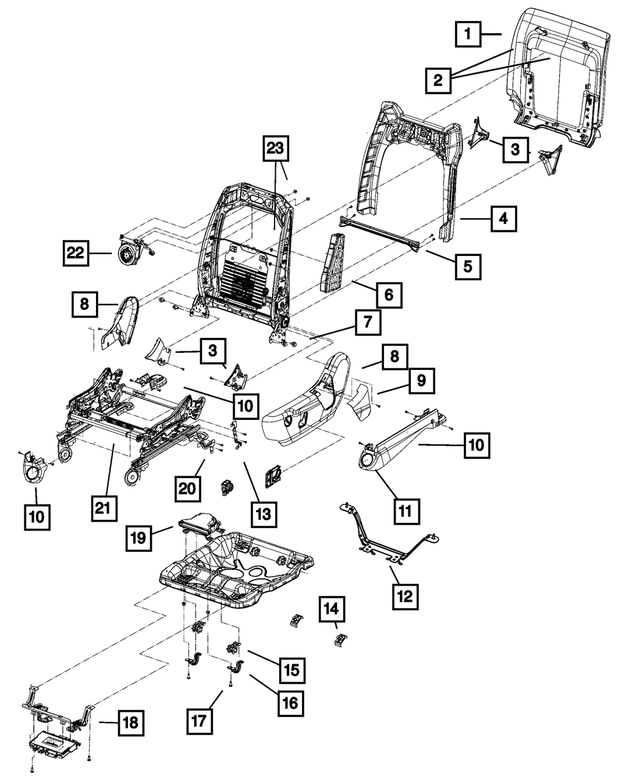 « 1UN96HL1AA – Interior Trim : Dispositif D`inclinaison De Siège Couvercle, Côté Gauche, Avant pour Mopar Image »