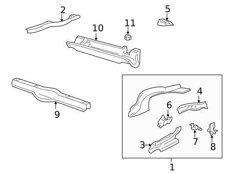 Rear Floor & Rails for 2000 Volkswagen Cabrio #0