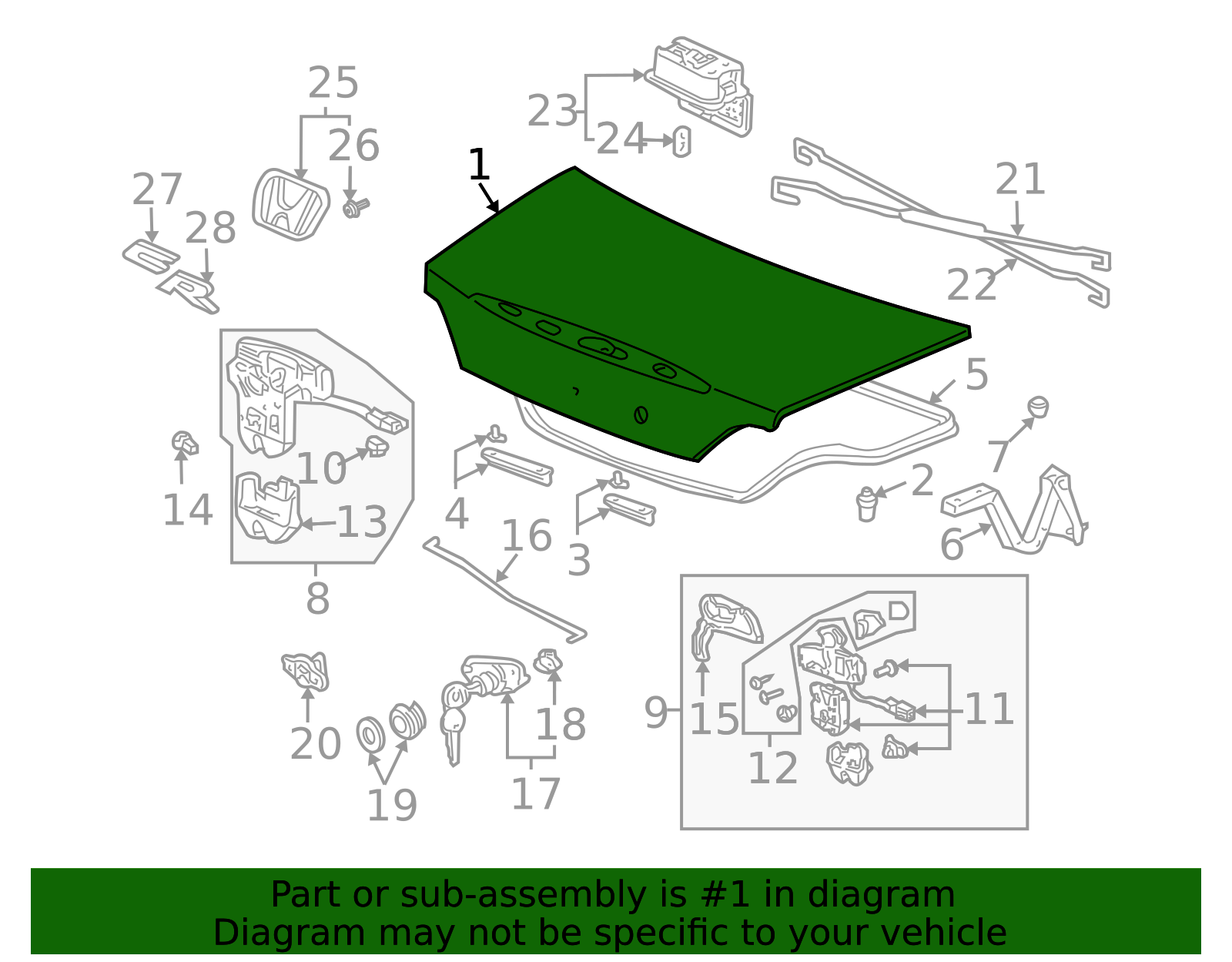 68500-S2A-A80ZZ - Trunk Lid 2008-2009 Honda S2000 | Honda Parts Online