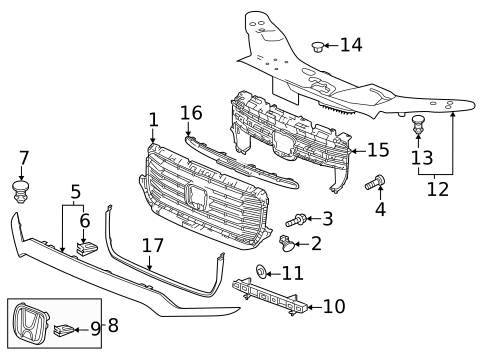 Grille & Components for 2024 Honda Passport #0