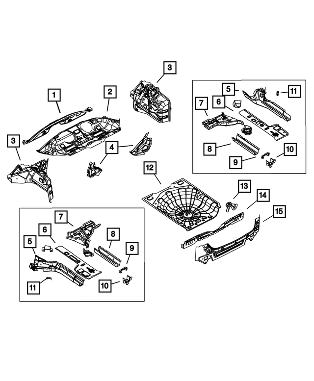 4560187AG - Body Sheet Metal Except Doors: Center Floor Pan for Mopar Image