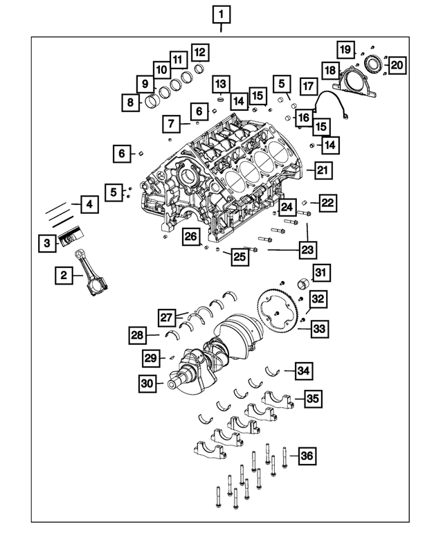68223457AA - 5.7L Gas; Engine: Short Block Engine for Mopar Image image