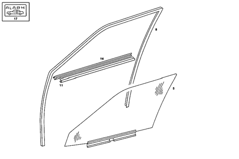 Front Door Windows for 1989 Mercedes-Benz 190 E #1