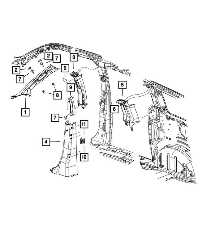 1GY87DW1AD - Interior Trim: Windshield Garnish Molding, Left for Chrysler: Town &amp; Country | Dodge: Grand Caravan Image