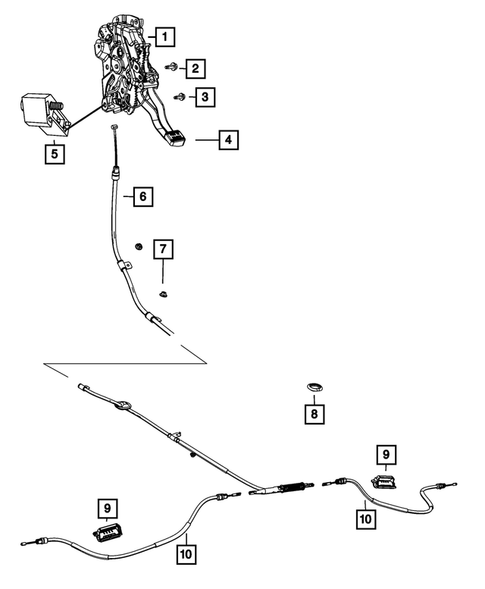 Parking Brake Lever, Cables, and Rear Disc Park Brake Assembly for 2012 Jeep Grand Cherokee #1
