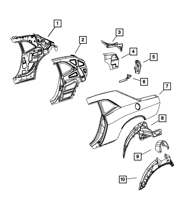 68043536AN - Body Sheet Metal Except Doors: Body Side Aperture Rear Panel, Right for Mopar Image