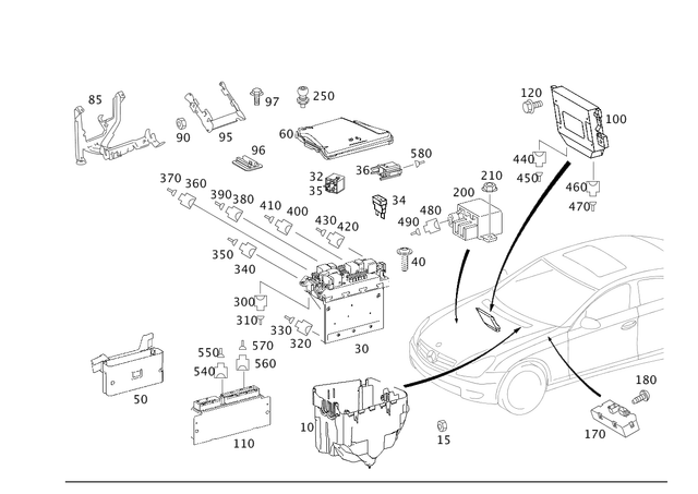 2115400024 - Electrical Equipment and Instruments: Housing for Mercedes-Benz: CLS500, CLS55 AMG, CLS550, CLS63 AMG, E320, E500, E55 AMG Image image