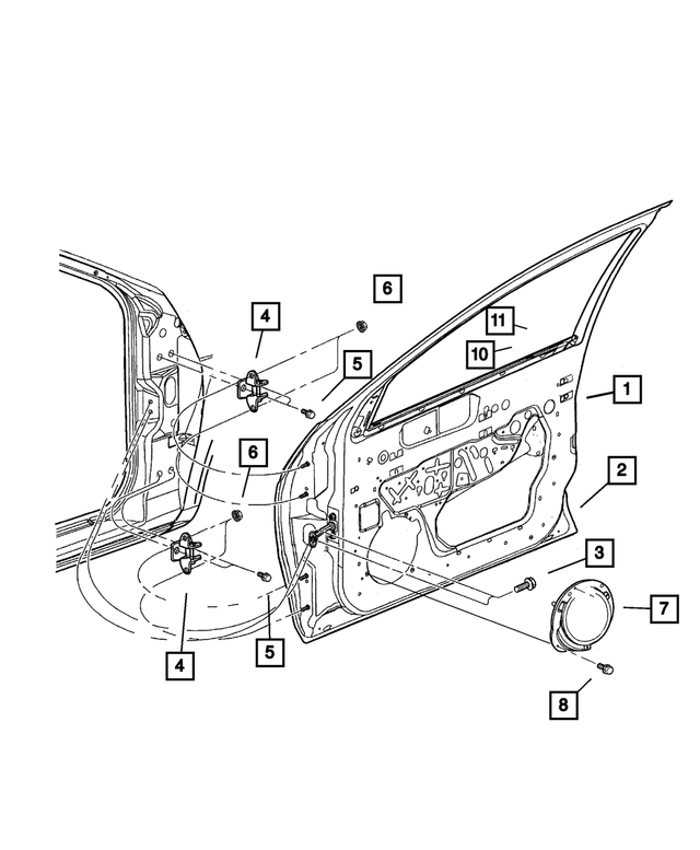 4783648AE - : Front Door Hinge, Upper Left, Lower Right for Mopar Image