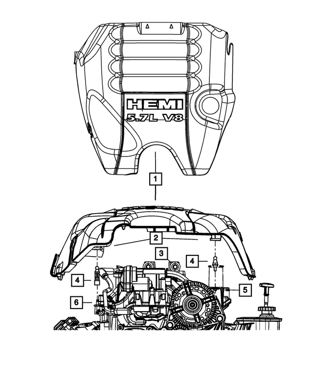 68038749AF - 5.7L HEMI Gas; Engine: Engine Cover for Mopar Image