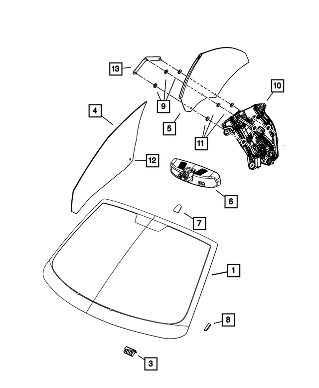 5008832AE - Glass: Shipping Assembly - 30 Lite Glass Windshield for Mopar Image