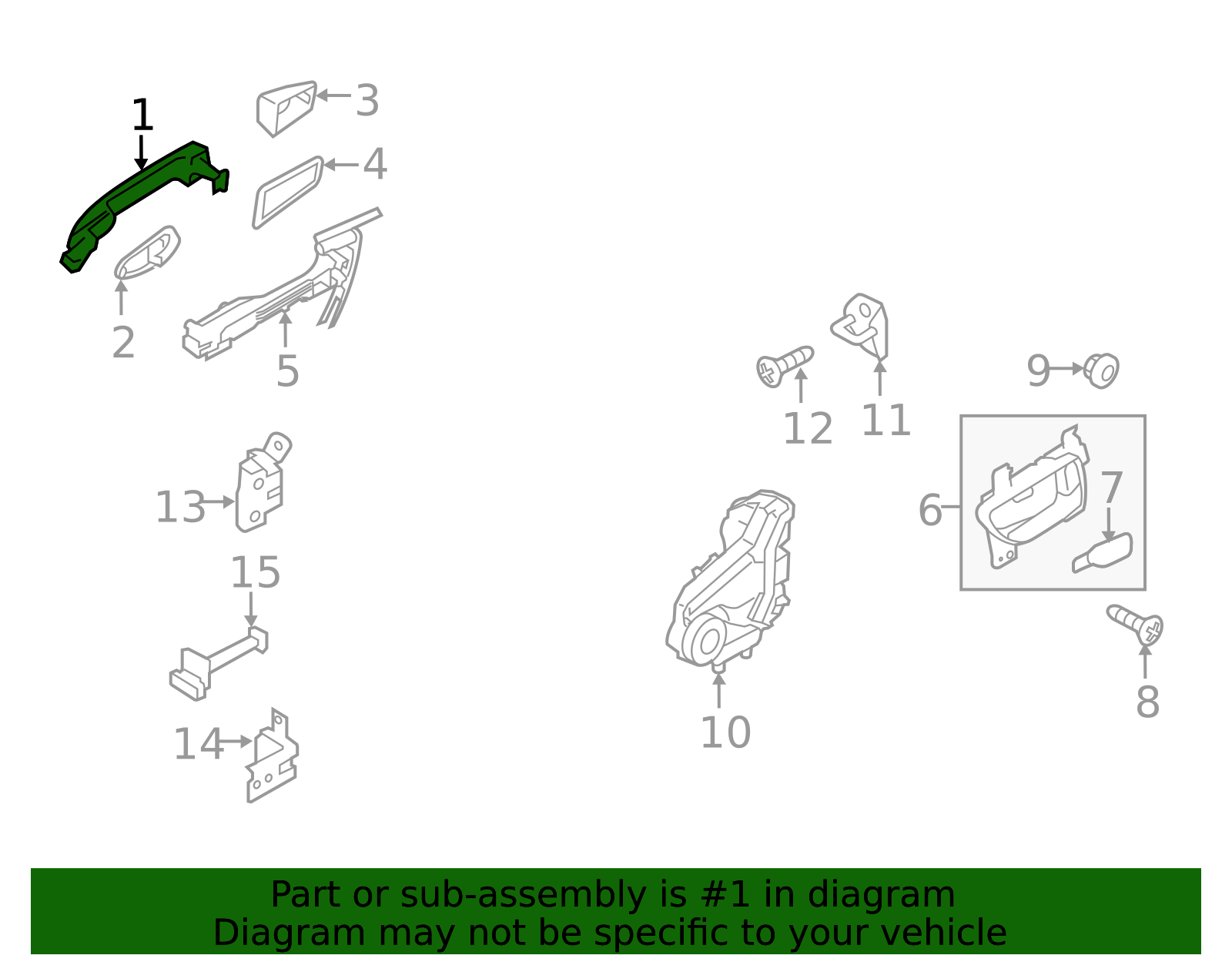 2015-2025 Subaru Handle, Outside 61169AL00A | Subaru Online Parts