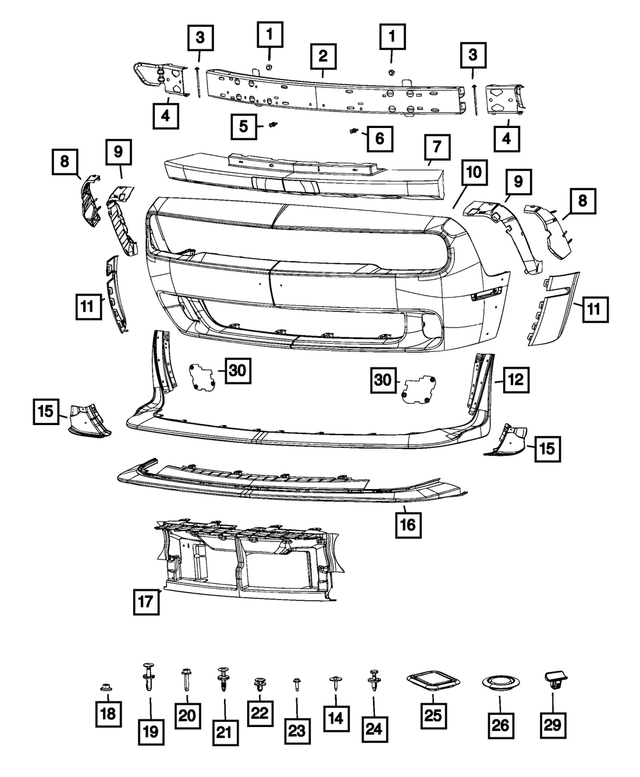 « 6101981 – Frame, Bumper and Fascia : Vis pour Mopar Image »