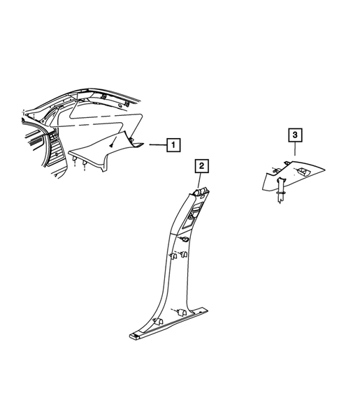 Panels-Moldings-Scuff Plates, Pillar, Cowl, 1/4 Panel Trim and Cargo Covers for 2014 Chrysler 200 #0